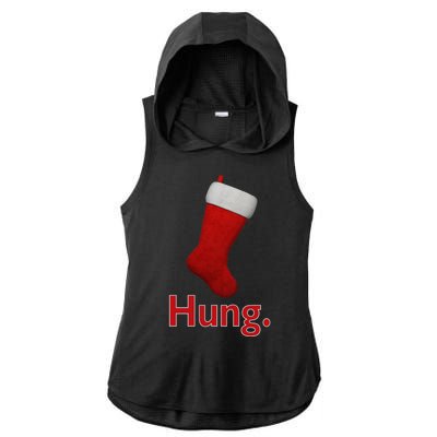 Hung Funny Christmas Ladies PosiCharge Tri-Blend Wicking Draft Hoodie Tank