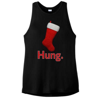 Hung Funny Christmas Ladies PosiCharge Tri-Blend Wicking Tank