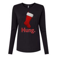 Hung Funny Christmas Womens Cotton Relaxed Long Sleeve T-Shirt