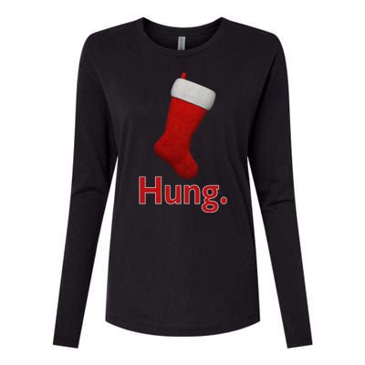 Hung Funny Christmas Womens Cotton Relaxed Long Sleeve T-Shirt