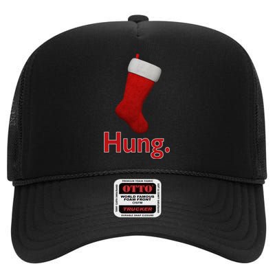 Hung Funny Christmas High Crown Mesh Back Trucker Hat