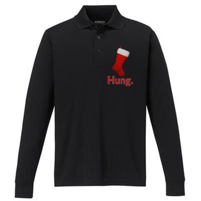 Hung Funny Christmas Performance Long Sleeve Polo