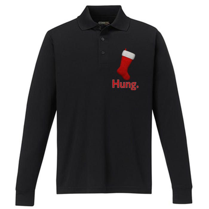 Hung Funny Christmas Performance Long Sleeve Polo