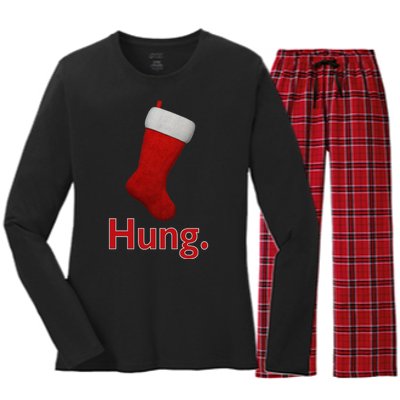 Hung Funny Christmas Women's Long Sleeve Flannel Pajama Set 