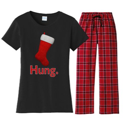 Hung Funny Christmas Women's Flannel Pajama Set