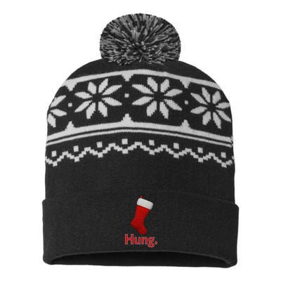 Hung Funny Christmas USA-Made Snowflake Beanie