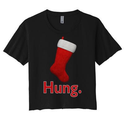 Hung Funny Christmas Women's Crop Top Tee