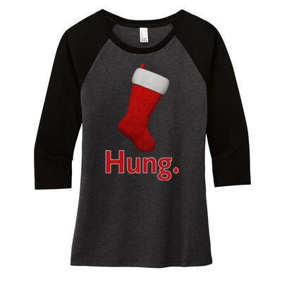 Hung Funny Christmas Women's Tri-Blend 3/4-Sleeve Raglan Shirt