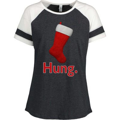 Hung Funny Christmas Enza Ladies Jersey Colorblock Tee