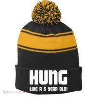 Hung Like A 5 Year Old Stripe Pom Pom Beanie