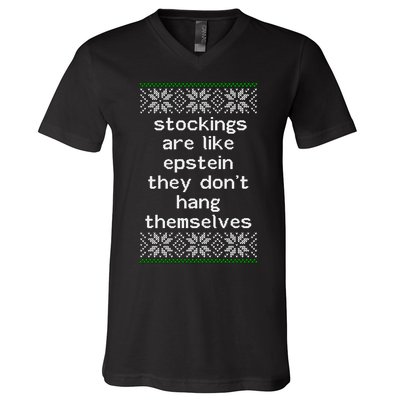 Hung Like Epstein Funny Ugly Christmas V-Neck T-Shirt