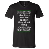 Hung Like Epstein Funny Ugly Christmas V-Neck T-Shirt