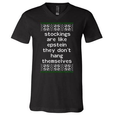 Hung Like Epstein Funny Ugly Christmas V-Neck T-Shirt