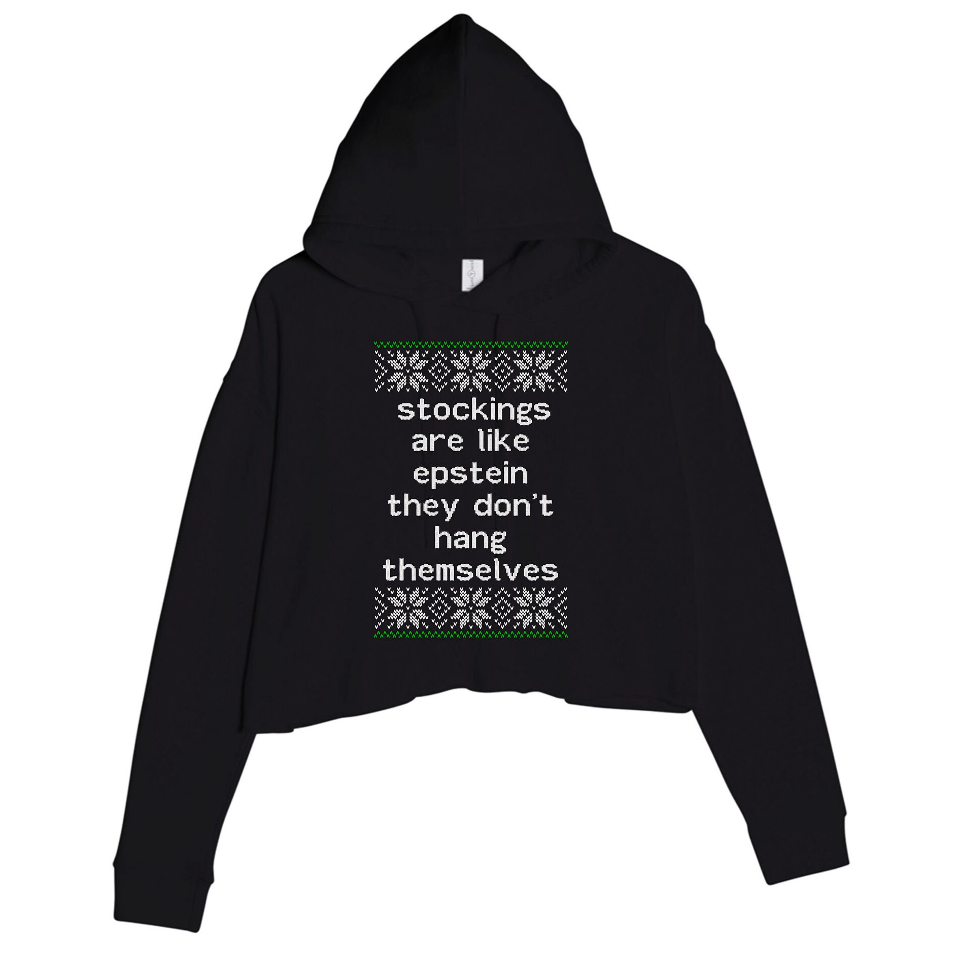 Hung Like Epstein Funny Ugly Christmas Crop Fleece Hoodie