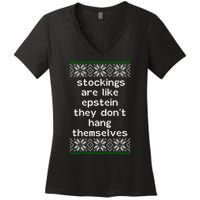 Hung Like Epstein Funny Ugly Christmas Women's V-Neck T-Shirt