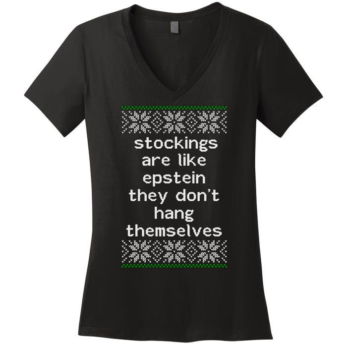 Hung Like Epstein Funny Ugly Christmas Women's V-Neck T-Shirt