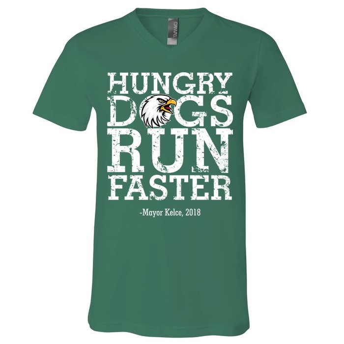 Hungry Dogs Run Faster V-Neck T-Shirt