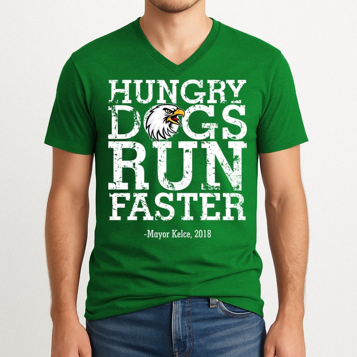 Hungry Dogs Run Faster V-Neck T-Shirt