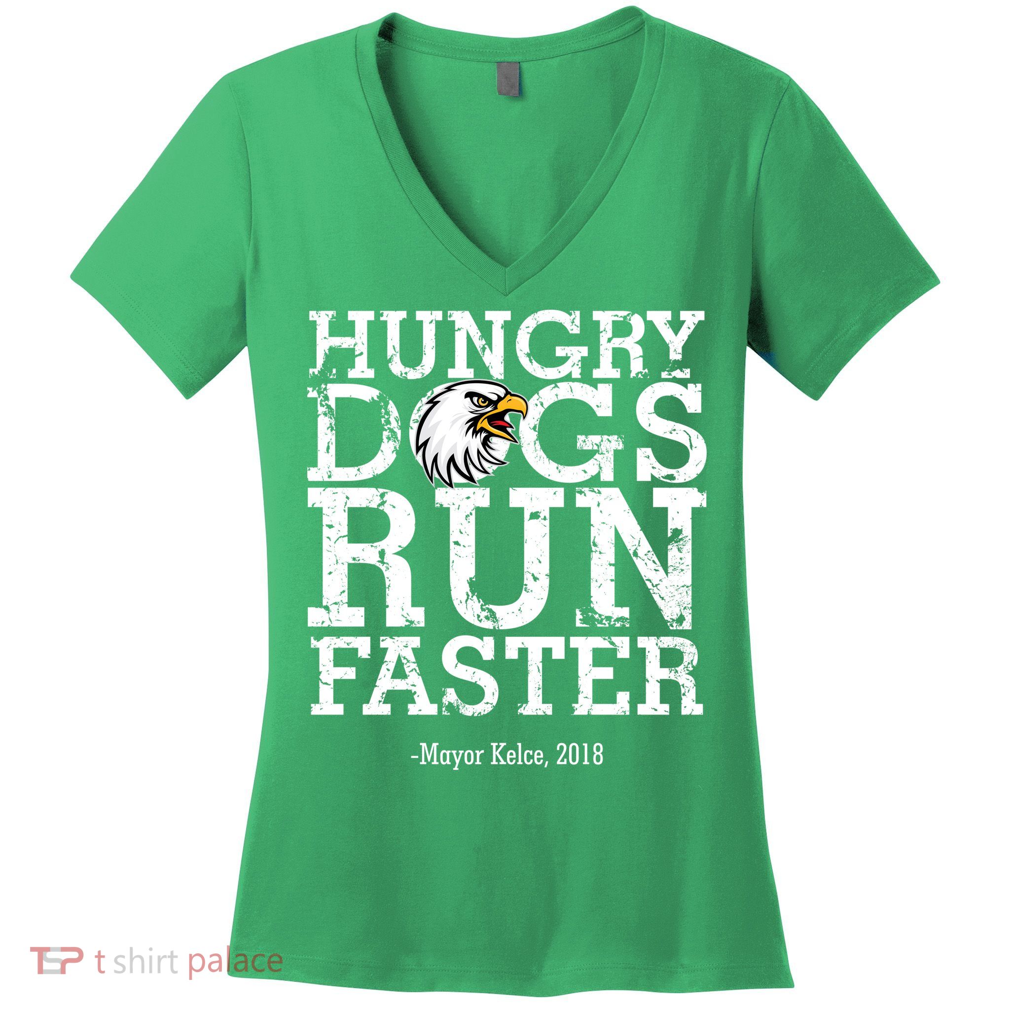 Hungry Dogs Run Faster Women's V-Neck T-Shirt