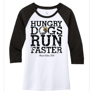 Hungry Dogs Run Faster Women's Tri-Blend 3/4-Sleeve Raglan Shirt