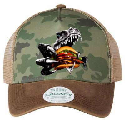 Hungry T-Rex Eating A Burger Legacy Tie Dye Trucker Hat