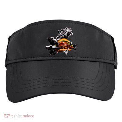 Hungry T-Rex Eating A Burger Adult Drive Performance Visor