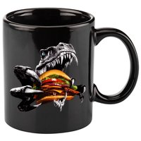 Hungry T-Rex Eating A Burger 11oz C Handle Ceramic Mug