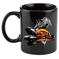 Hungry T-Rex Eating A Burger 11oz C Handle Ceramic Mug