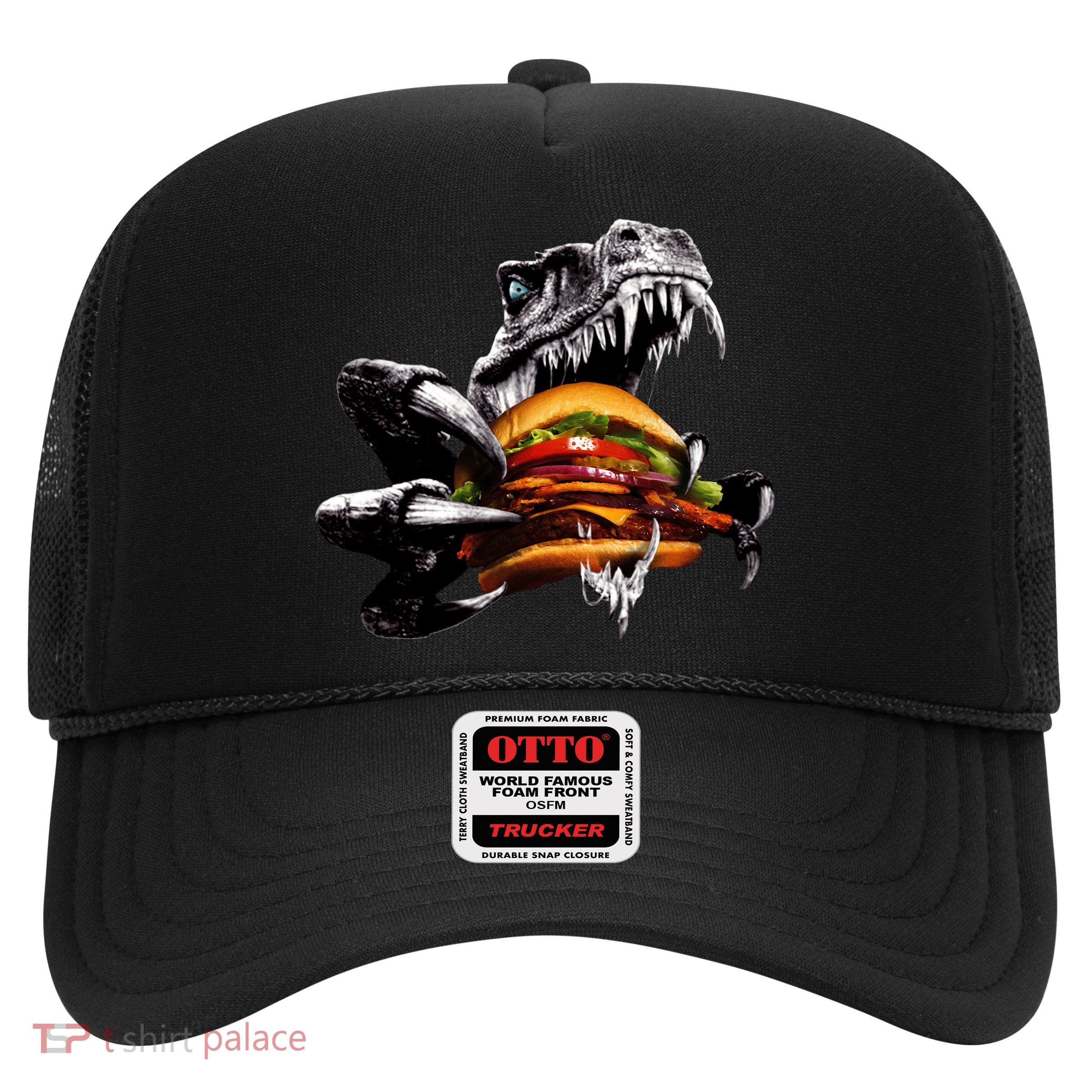 Hungry T-Rex Eating A Burger Trucker Hat