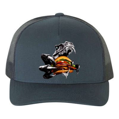 Hungry T-Rex Eating A Burger Yupoong Adult 5-Panel Trucker Hat