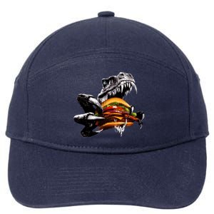 Hungry T-Rex Eating A Burger 7-Panel Snapback Hat