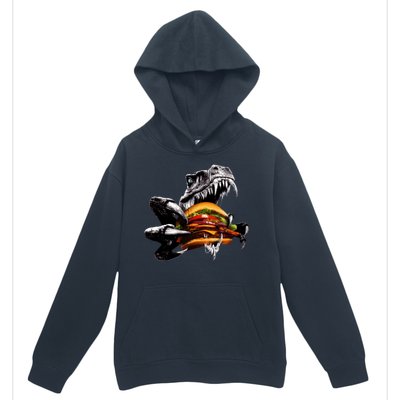 Hungry T-Rex Eating A Burger Urban Pullover Hoodie