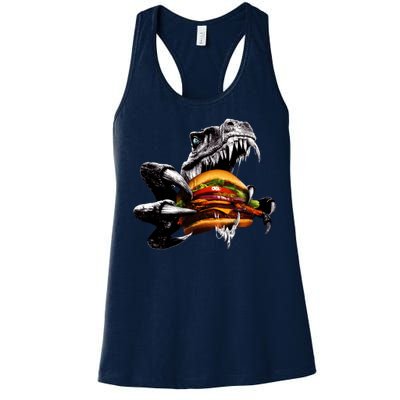 Hungry T-Rex Eating A Burger Women's Racerback Tank