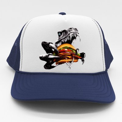 Hungry T-Rex Eating A Burger Trucker Hat