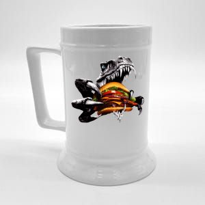 Hungry T-Rex Eating A Burger Beer Stein