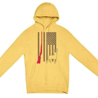 Hunting Deer Rifle Flag Premium Pullover Hoodie