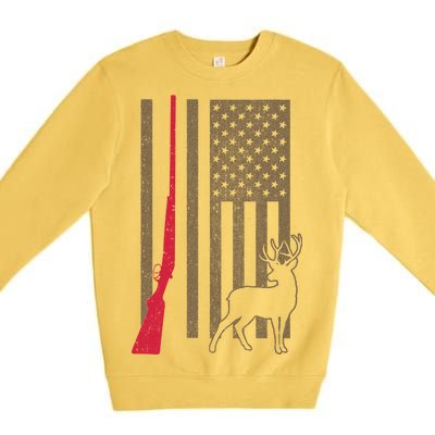 Hunting Deer Rifle Flag Premium Crewneck Sweatshirt