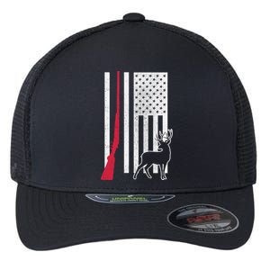 Hunting Deer Rifle Flag Flexfit Unipanel Trucker Cap