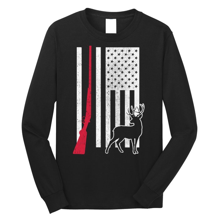 Hunting Deer Rifle Flag Long Sleeve Shirt