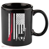 Hunting Deer Rifle Flag 11oz C Handle Ceramic Mug