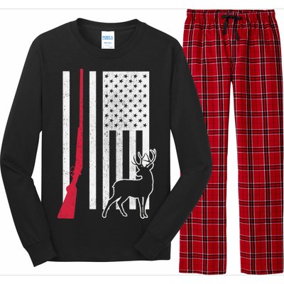 Hunting Deer Rifle Flag Long Sleeve Pajama Set