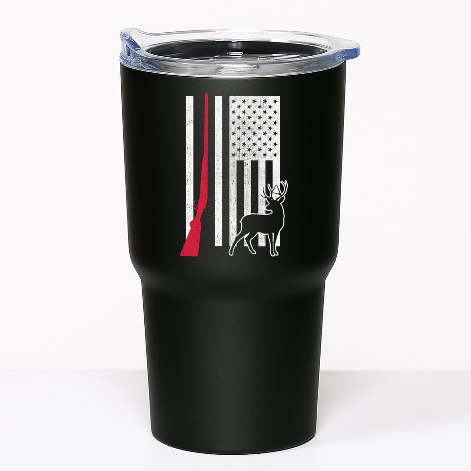 Hunting Deer Rifle Flag Tumbler