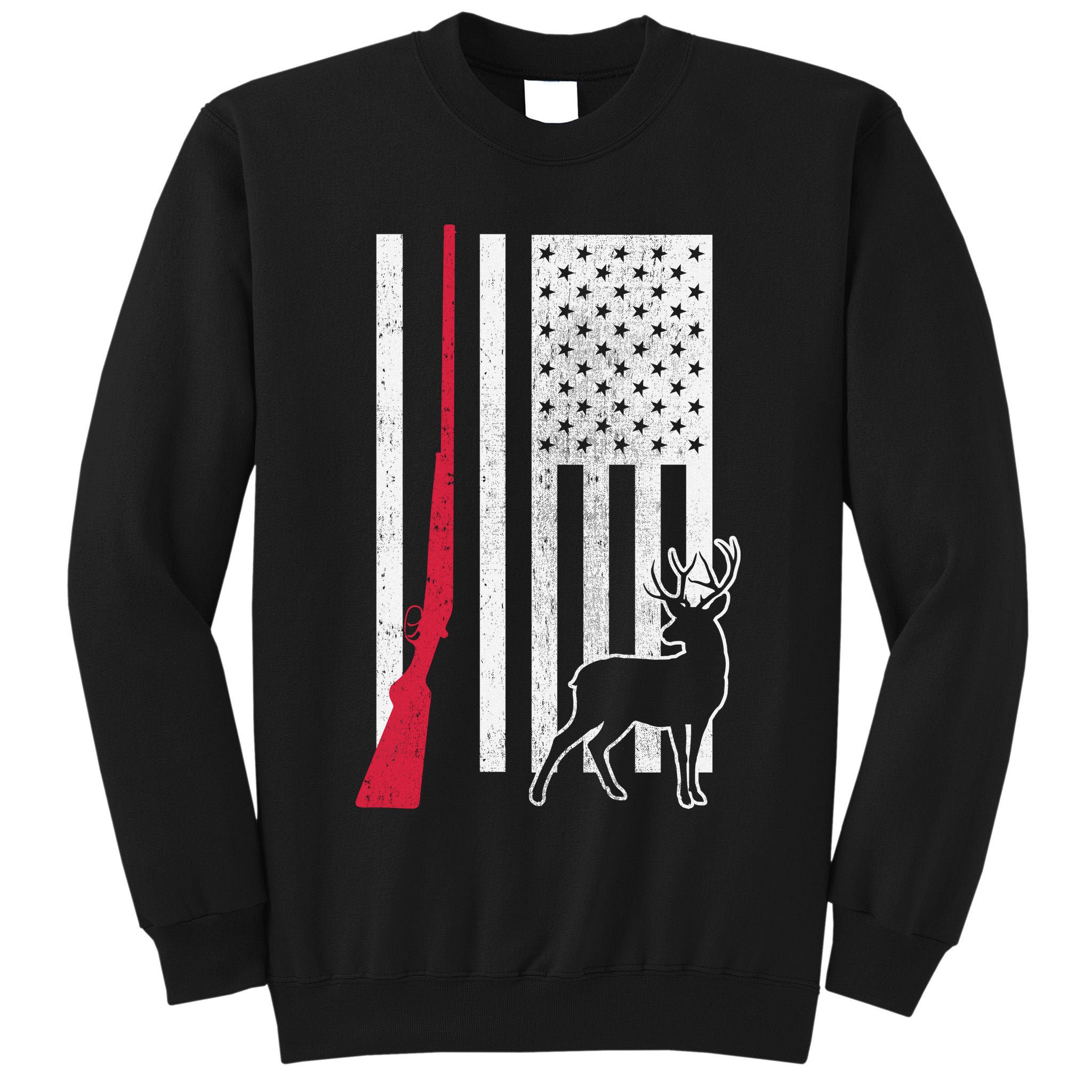 Hunting Deer Rifle Flag Tall Sweatshirt