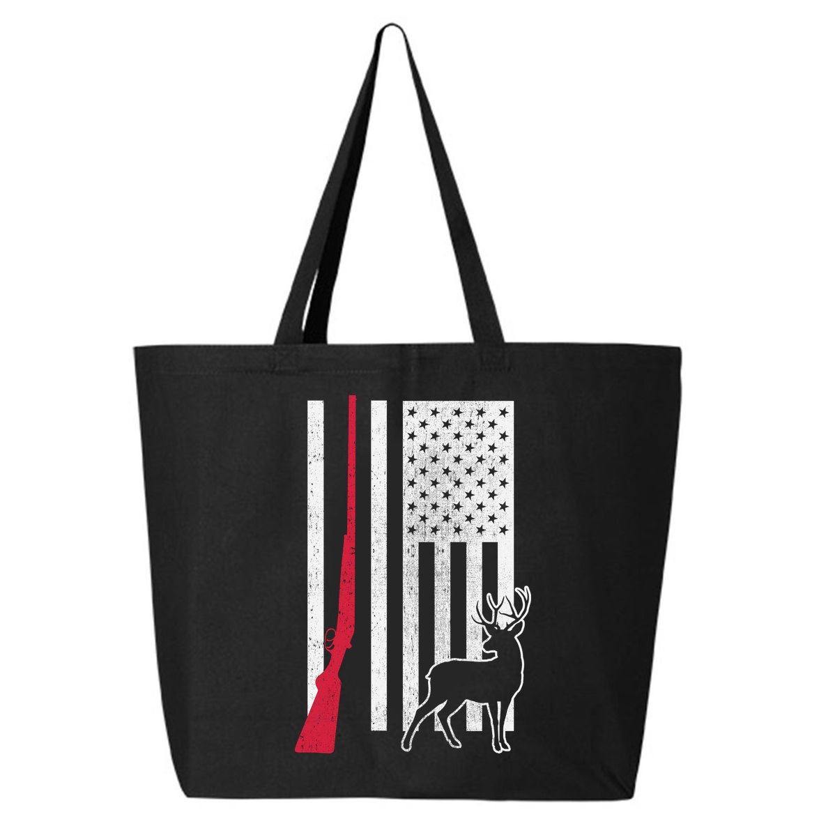 Hunting Deer Rifle Flag 25L Jumbo Tote