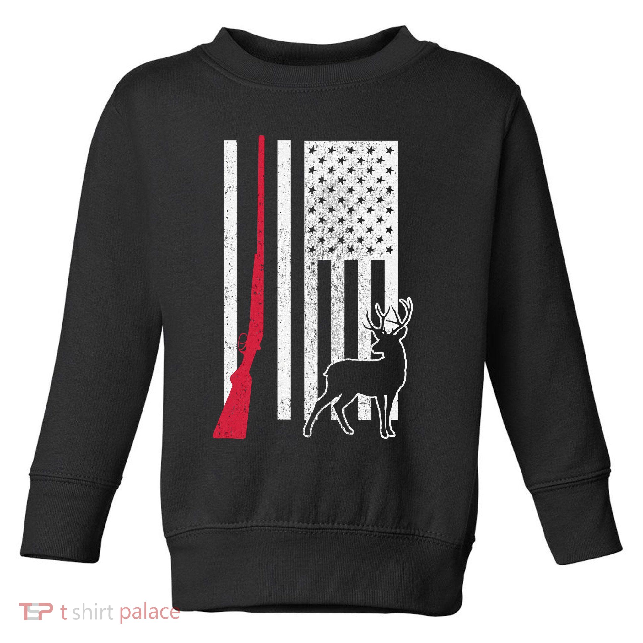 Hunting Deer Rifle Flag Toddler Sweatshirt