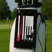 Hunting Deer Rifle Flag Golf Towel