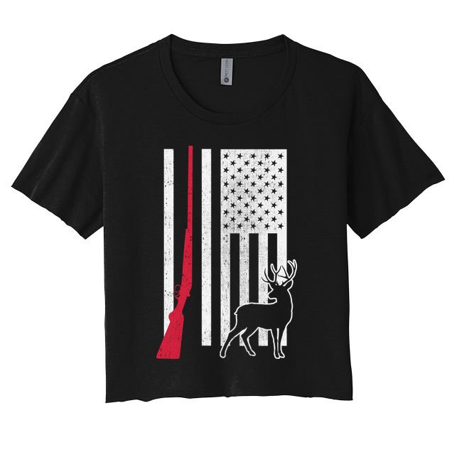 Hunting Deer Rifle Flag Crop Top