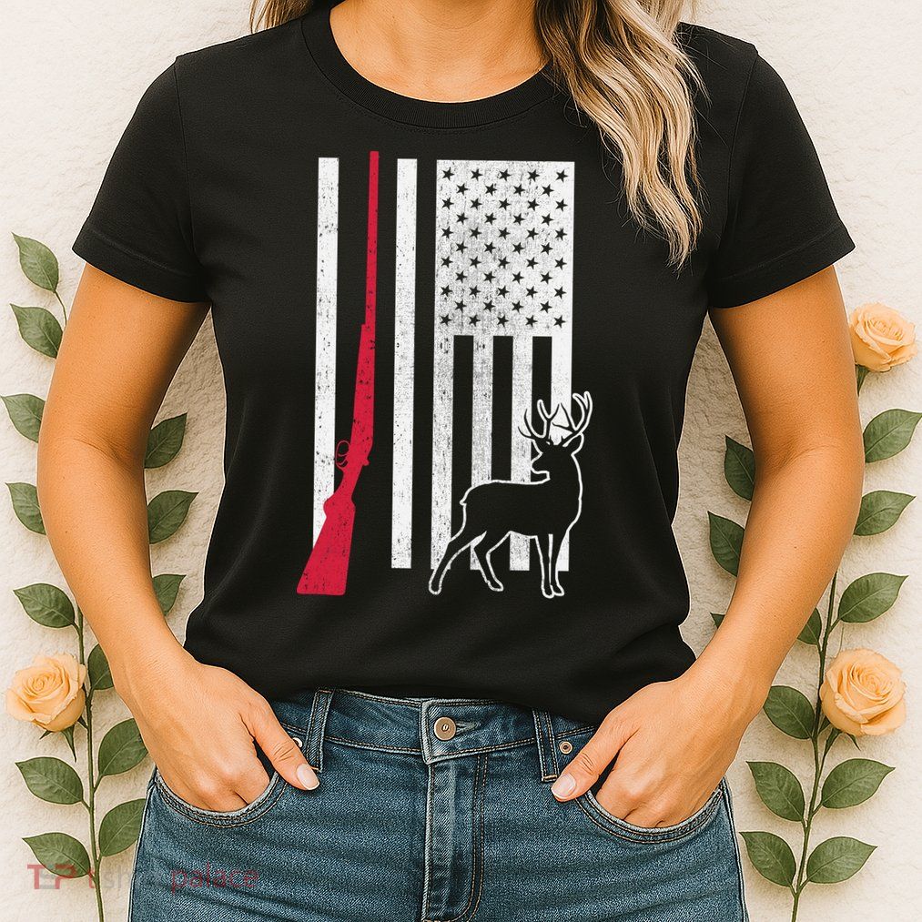 Hunting Deer Rifle Flag Womens T-Shirt
