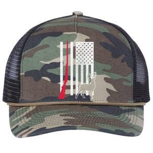 Hunting Deer Rifle Flag Retro Rope Trucker Hat Cap