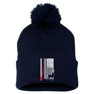 Hunting Deer Rifle Flag Pom Pom 12in Knit Beanie